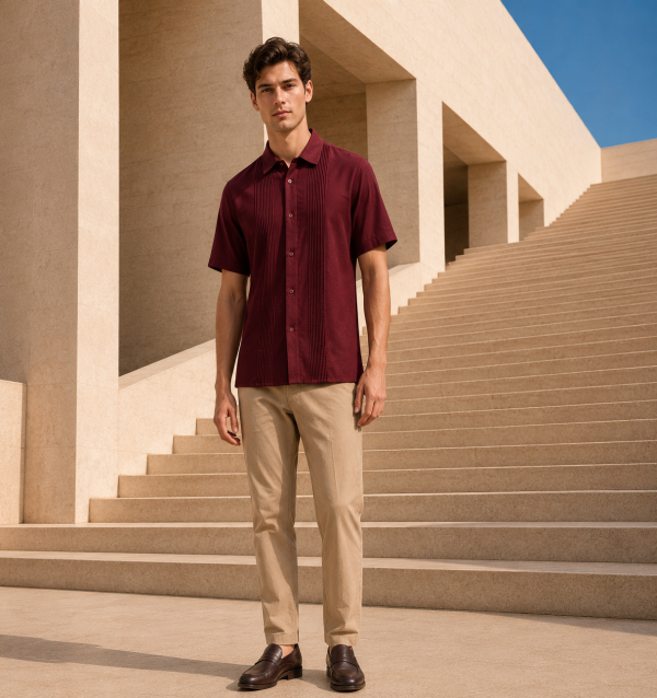 plizado 11 PLACED SHORT SLEEVE SHIRT